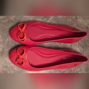 Melissa Women's Hot Pink Ballet Flats with Orange Bow